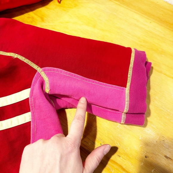 Hanna Andersson | Sherpa Lined Knit Hoodie, Red and Pink Color Block Sz. 80cm - Picture 9 of 10